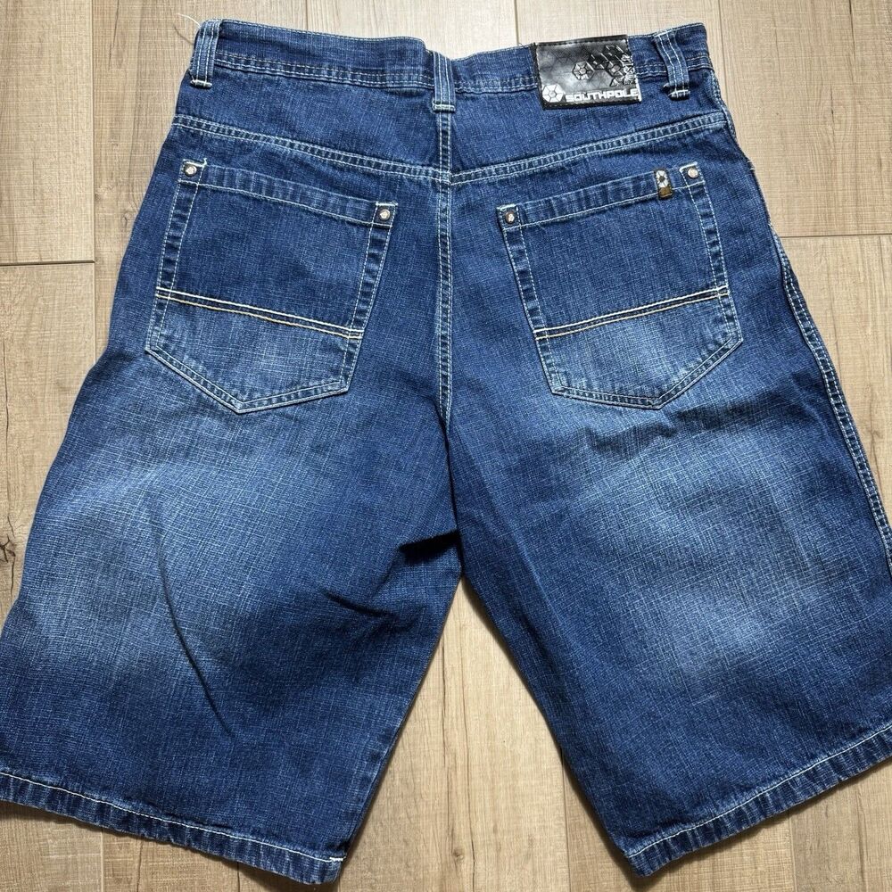 VTG Southpole Mens Size 36 Grunge Baggy Denim Jort Y2K Wide Leg Jean Shorts Blue